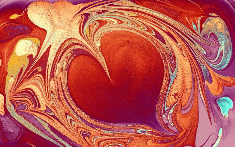 Abstract Marble Heart Pattern Texture. Traditional Art Of Ebru Marbling.